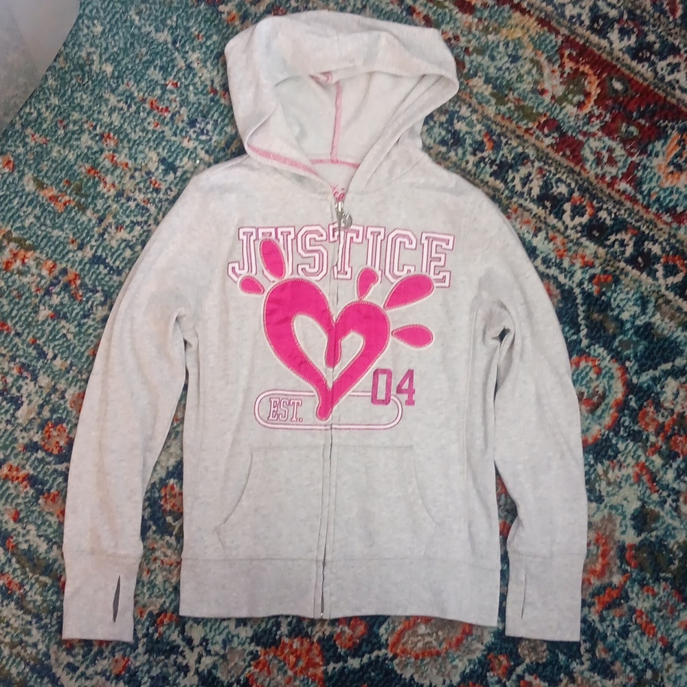 Justice logo zip-up hoodie